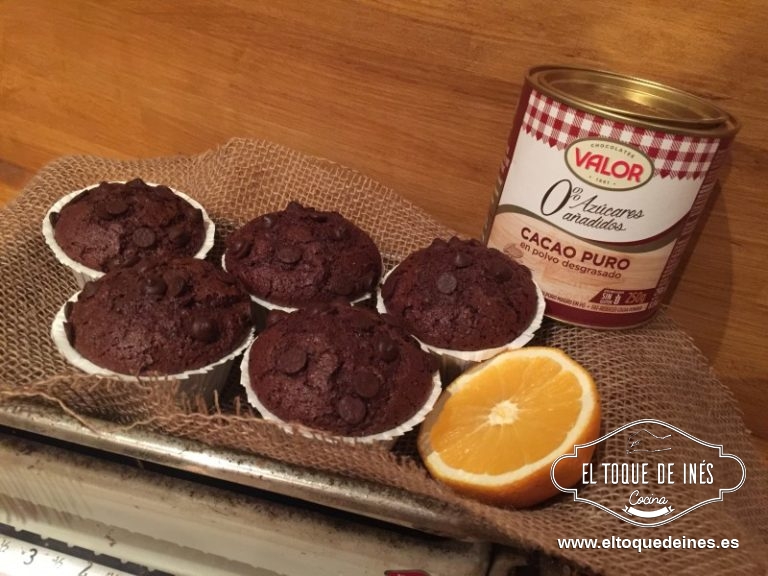 Magdalenas de chocolate y naranja