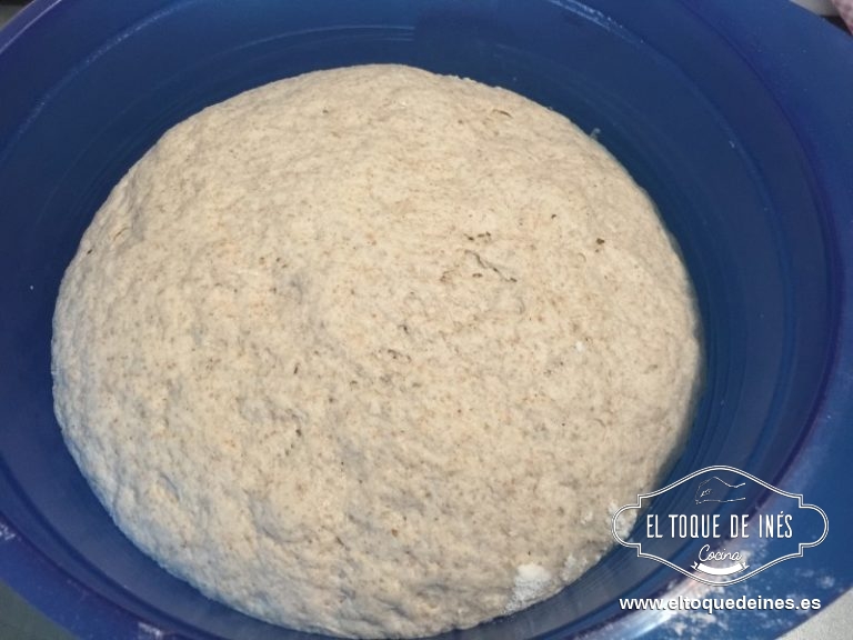 Formé una bola y dejé reposar hasta que aumentó el volumen, estuvo dos horas.