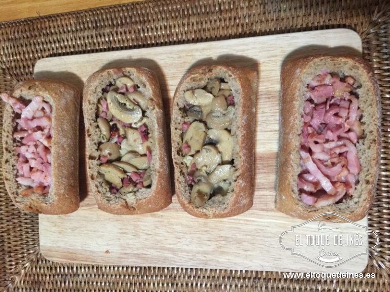 Rellenamos cada pan con la mezcla, cada uno a su gusto.