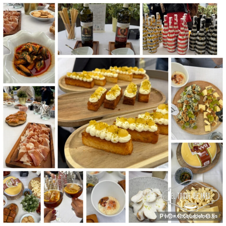 Regreso a Ribadeo para ir al Restaurante de Javier Montero, comenzando con una cata de aceites Abril y Vermut Arnao en la terraza y un maravilloso aperitivo compuesto de tabla de embutidos "Torre de Nuñez", empanada de bonito en conserva "Eroski", pulpo cocido "Eroski" con vinagreta y espuma de patata, Mejillones de Galicia en escabeche de curry "Mejillón de Galicia", Tabla de quesos "Airas Moniz" y "Queserías Bama", brioche de queso "Airas Moniz" con manzana y pistacho, Berberechos de la ría al gintonic.